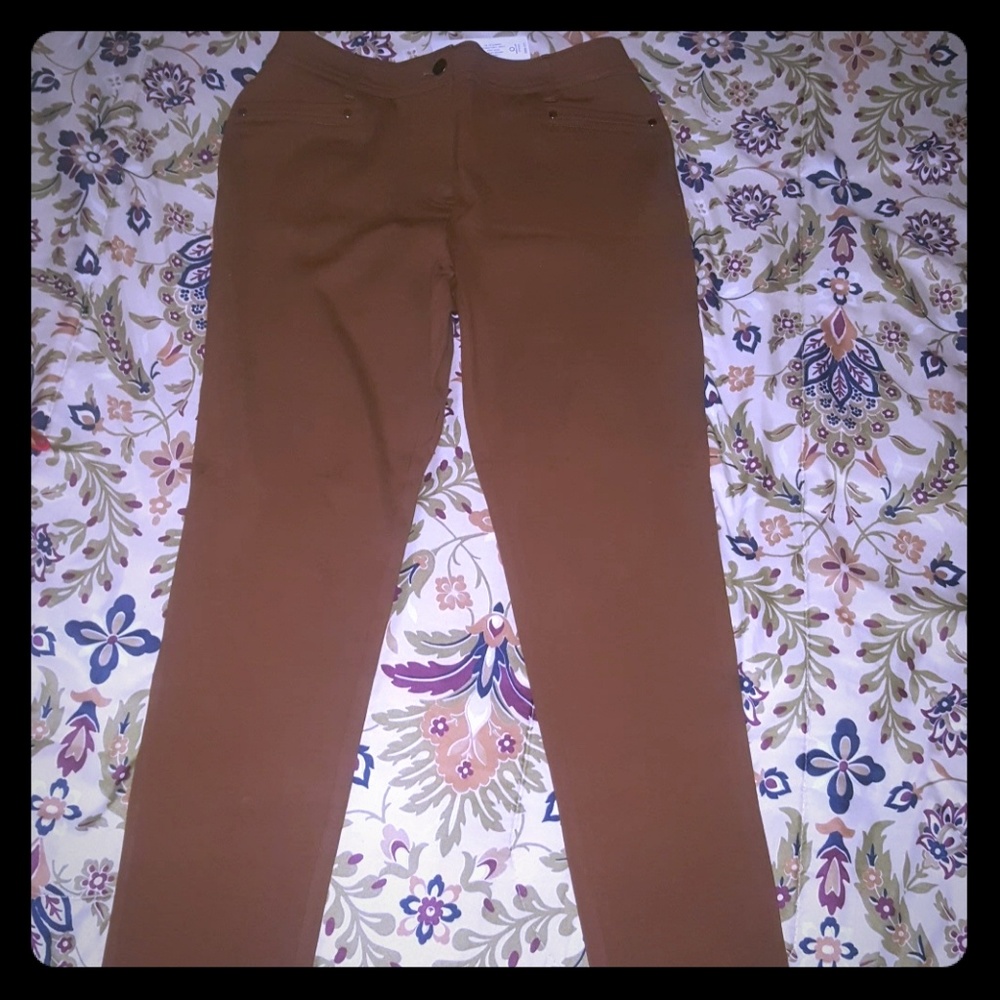 slim ankle brown pants